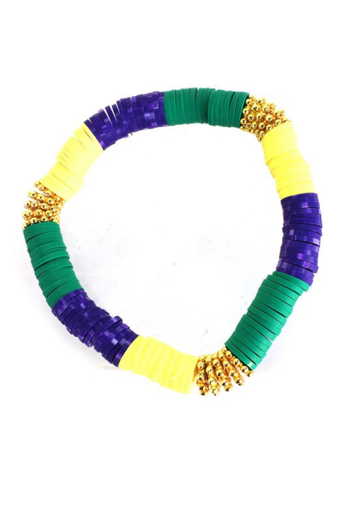 Mardi Gras Heishi Bead Stretch Bracelet | Bella Lucca Boutique