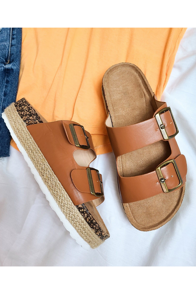 Inspired Birkenstock Two Strap Platform Sandal | Bella Lucca Boutique