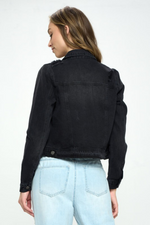 Black Distressed Denim Jean Jacket | Bella Lucca Boutique