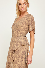 Women's Silky Cheetah Wrap Maxi Dress | Bella Lucca Boutique