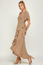 Women's Silky Cheetah Wrap Maxi Dress | Bella Lucca Boutique