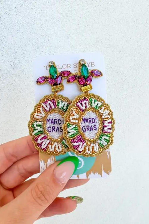 Taylor Shaye Mardi Gras Beaded King Cake Drops | Bella Lucca Boutique