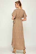 Women's Silky Cheetah Wrap Maxi Dress | Bella Lucca Boutique