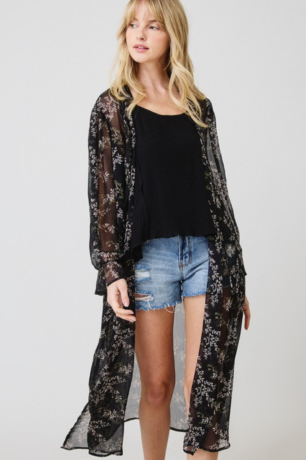 Floral duster cardigan sales