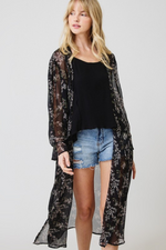 Sheer Black Floral Duster | Bella Lucca Boutique