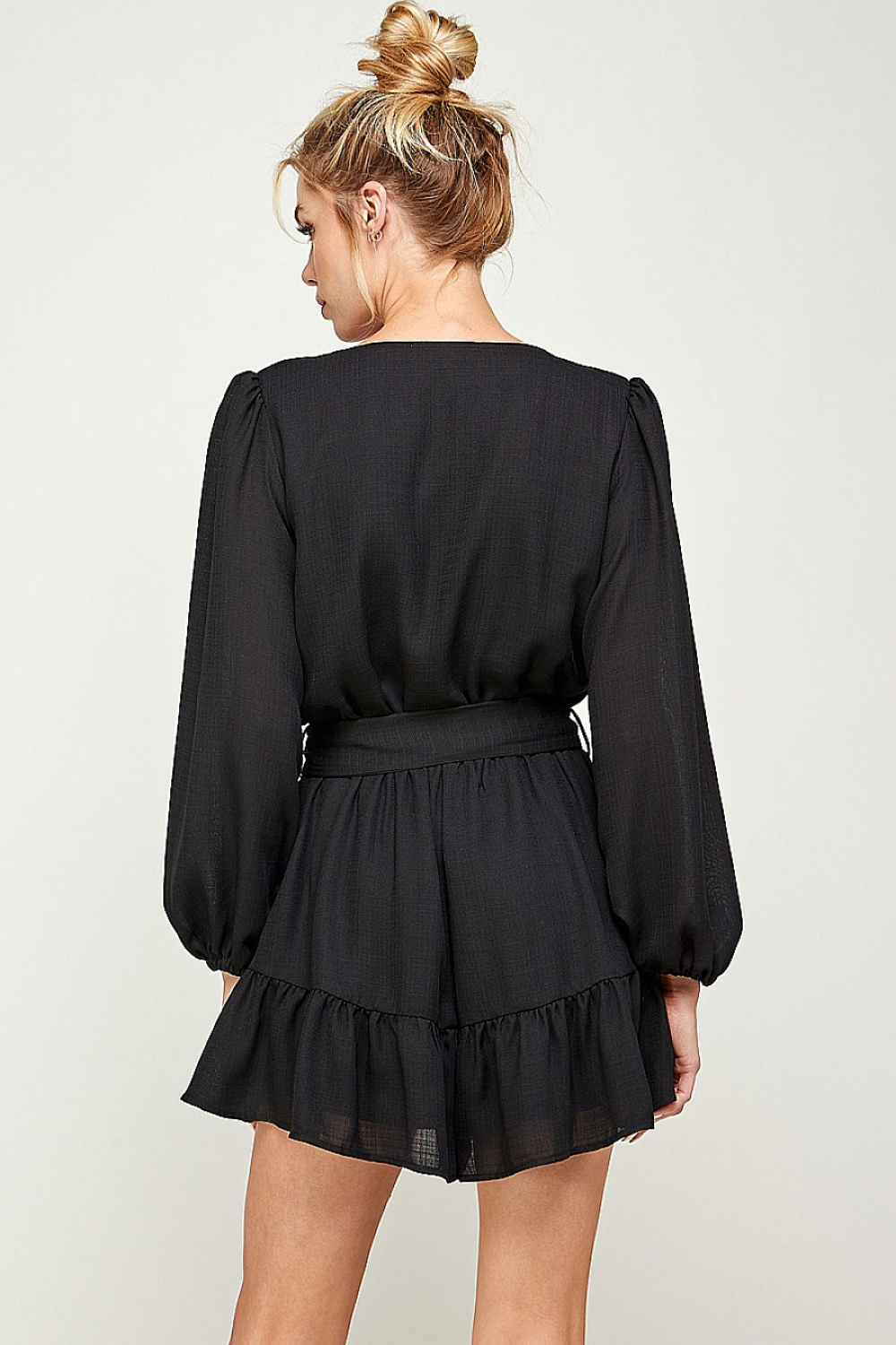 Solid Black Dressy Ruffled Romper | Bella Lucca Boutique