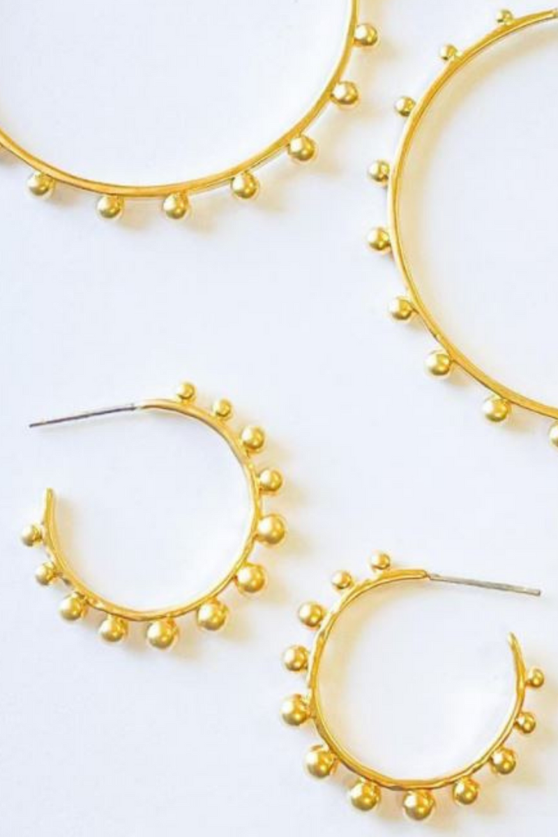 Virtue Jewelry Studded Gold Hoop Earrings | Bella Lucca Boutique