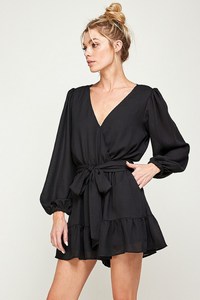 Solid Black Dressy Ruffled Romper | Bella Lucca Boutique