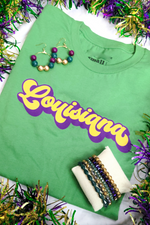 Mardi Gras Graphic Tee Louisiana Retro Script | Bella Lucca Boutique