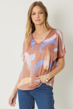 V-Neck Printed Blouse | Bella Lucca Boutique