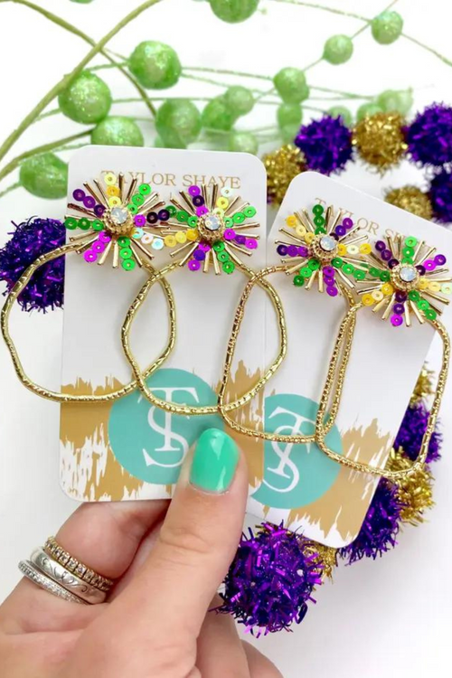 Taylor Shaye Mardi Gras Sequins Hoops | Bella Lucca Boutique