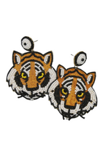 Beaded Tiger Face Earrings | Bella Lucca Boutique