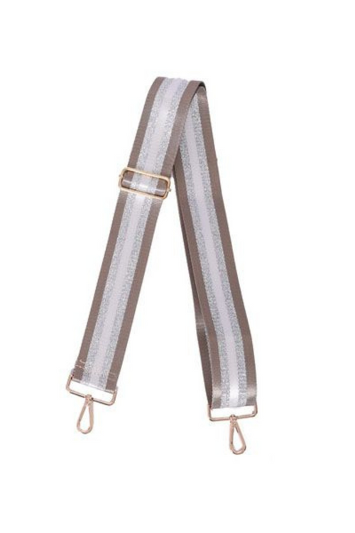 Tan Silver Stripe Guitar Handbag Shoulder Strap | Bella Lucca