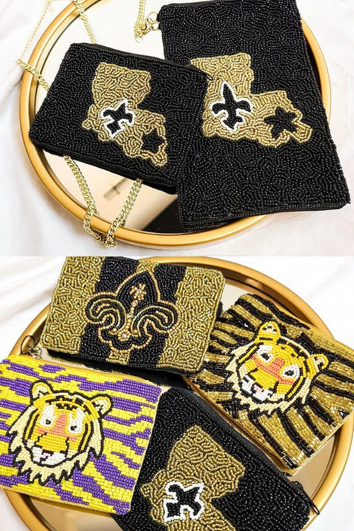 Beaded Fleur De Lis Mini Coin Purse | Bella Lucca Boutique