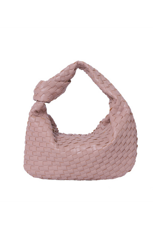 Taupe Woven Faux Leather Shoulder Bag | Bella Lucca Boutique
