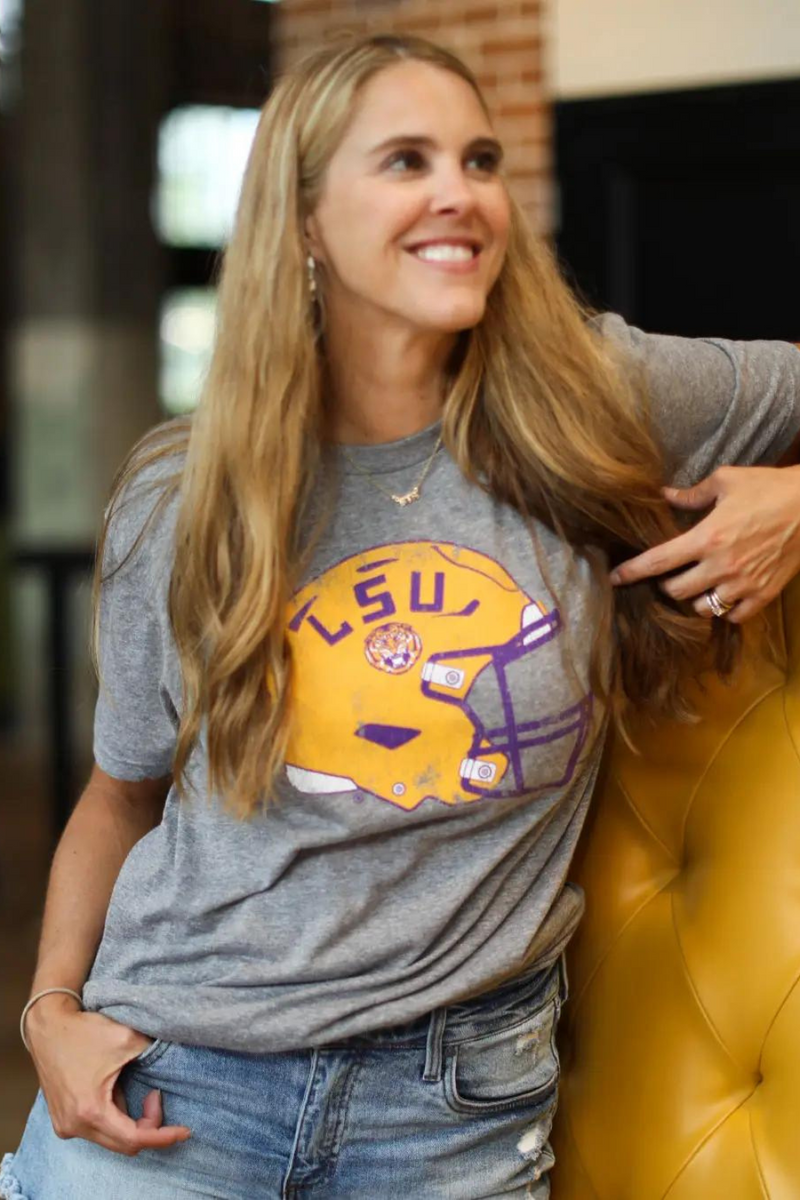LSU Tigers Helmet Graphic Game Day Tee | Bella Lucca Boutique