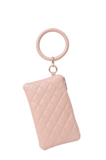 Taupe Quilted Faux Leather Keyring Clutch | Bella Lucca Boutique