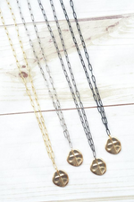 Raised Cross Coin Charm Paperclip Necklace | Bella Lucca Boutique