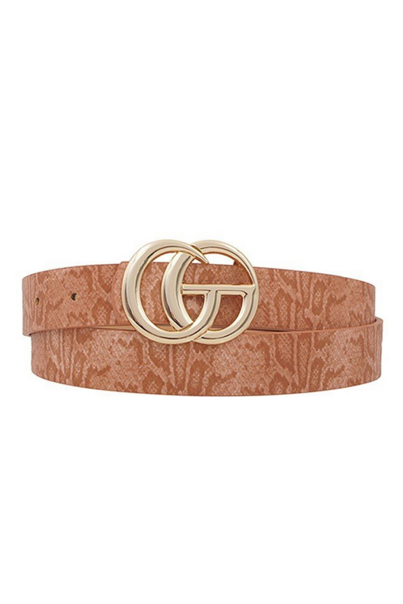 Faux Leather Belt With Gold GO Buckle | Bella Lucca Boutique