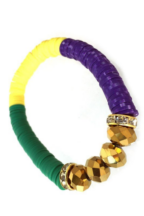 Mardi Gras Heishi Bead Stretch Bracelet | Bella Lucca Boutique