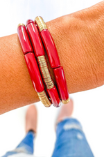 Red Acrylic Tube Bracelet | Bella Lucca Boutique