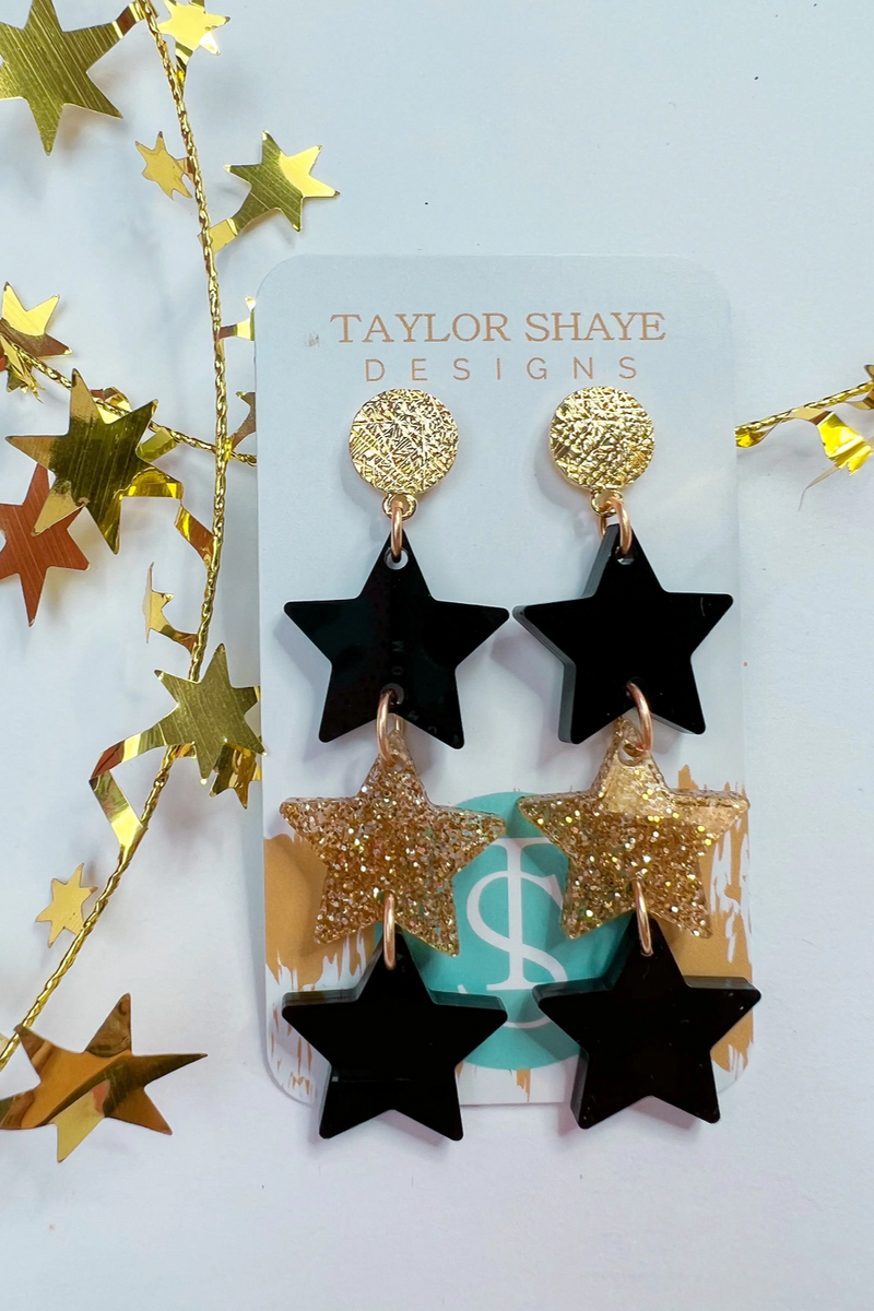 Taylor Shaye Designs Saints Triple Star Earrings | Bella Lucca Boutique