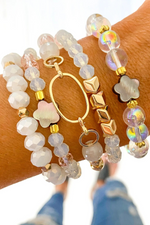 White and Gold Iridescent Bracelet Stack | Bella Lucca Boutique