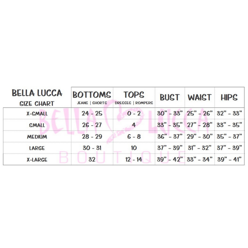Satin Wrap Dress Black | Bella Lucca Boutique Size Chart