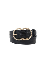 Gold Double Ring Buckle Faux Croc Belt | Bella Lucca Boutique