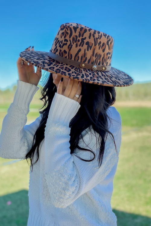 Oversized Vegan Leopard Wide Brim Hat | Bella Lucca Boutique