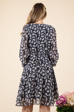 Black Chiffon Wrap V-Neck Dress | Bella Lucca Boutique