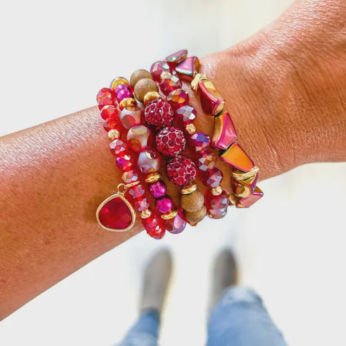 Ruby Red Bracelet Stack Set of 5 Bracelets | Bella Lucca Boutique