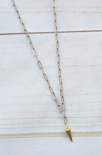 PAPERCLIP NECKLACE | GOLD PYRAMID CHARM