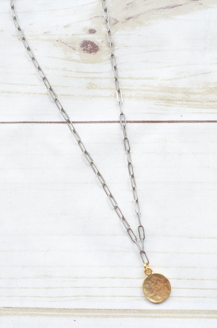 PAPERCLIP NECKLACE | SMALL COIN CHARM