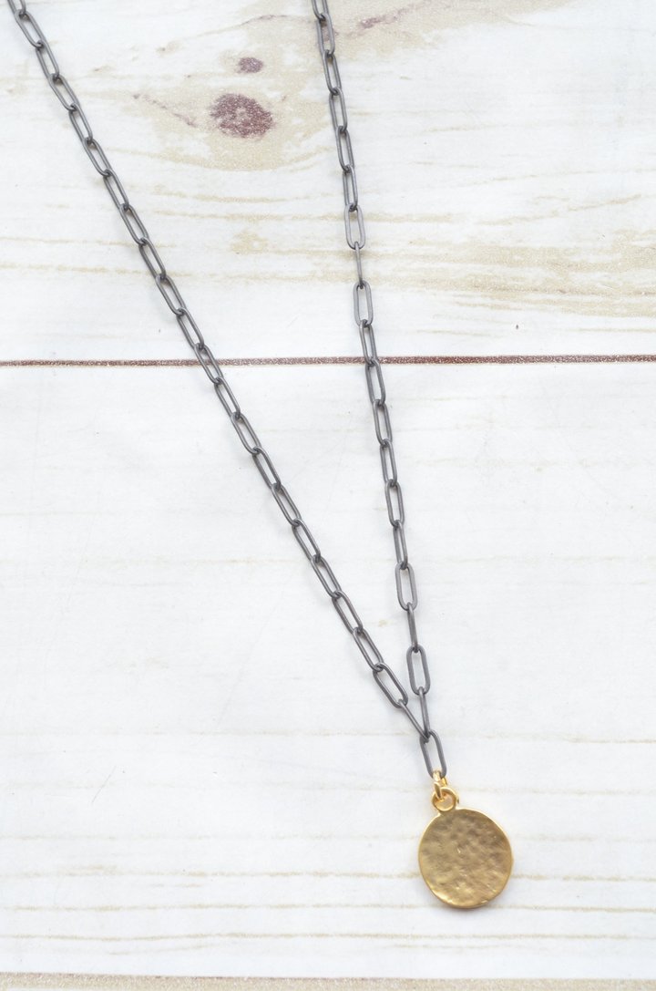 PAPERCLIP NECKLACE | SMALL COIN CHARM