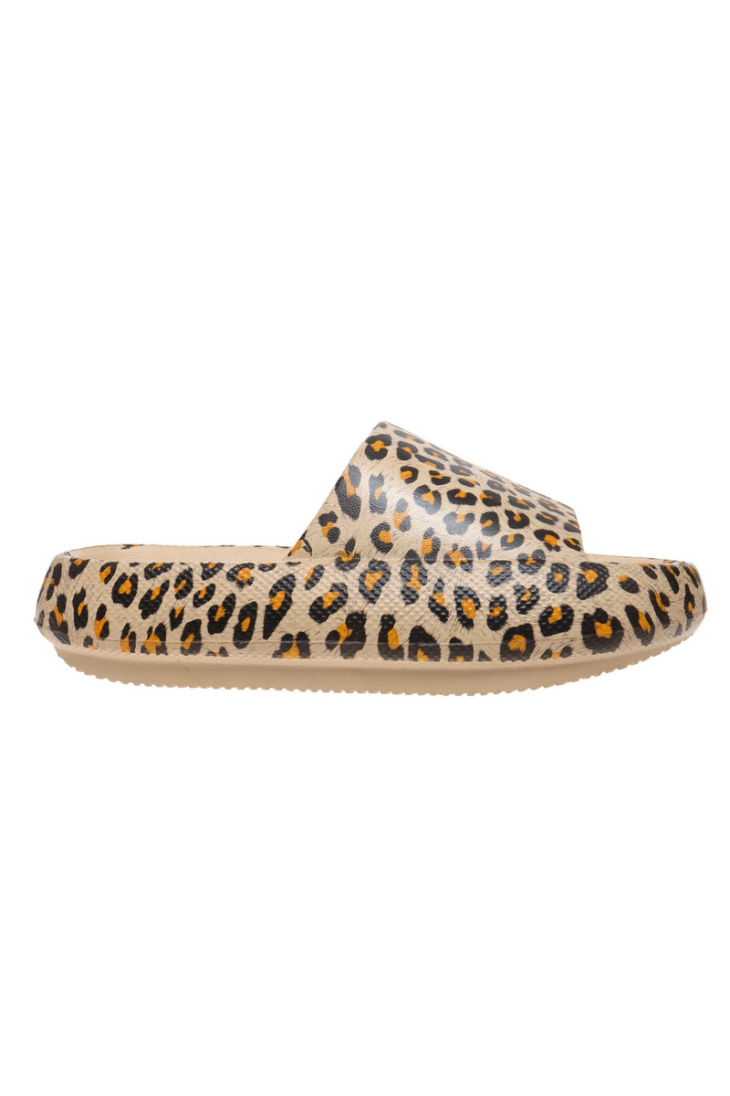 Lightweight Waterproof Cheetah Platform Slides | Bella Lucca Boutique