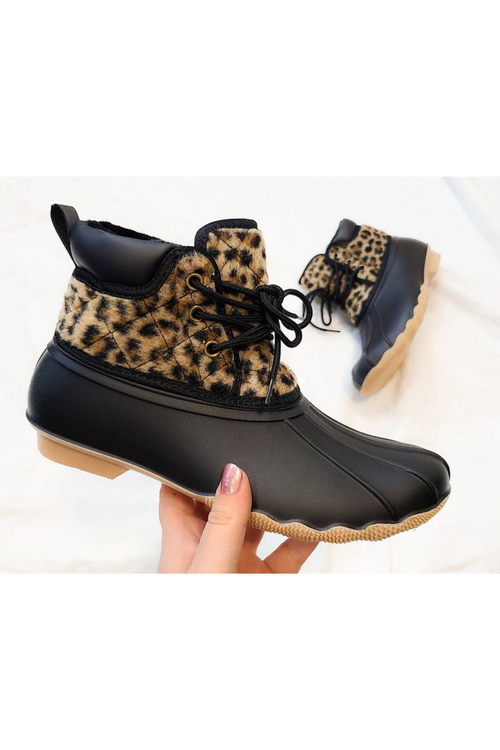 Black Leopard Print Short Rain Boots | Bella Lucca Boutique