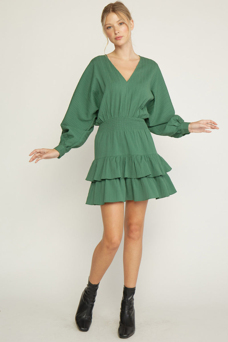 Green Smocked Waist Mini Dress  Bella Lucca Boutique