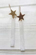 Gold Hammered Star White Smoke Acrylic Bar Earrings-Bella Lucca Boutique