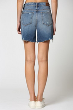 High Rise Frayed Denim Jean Shorts | Bella Lucca Boutique