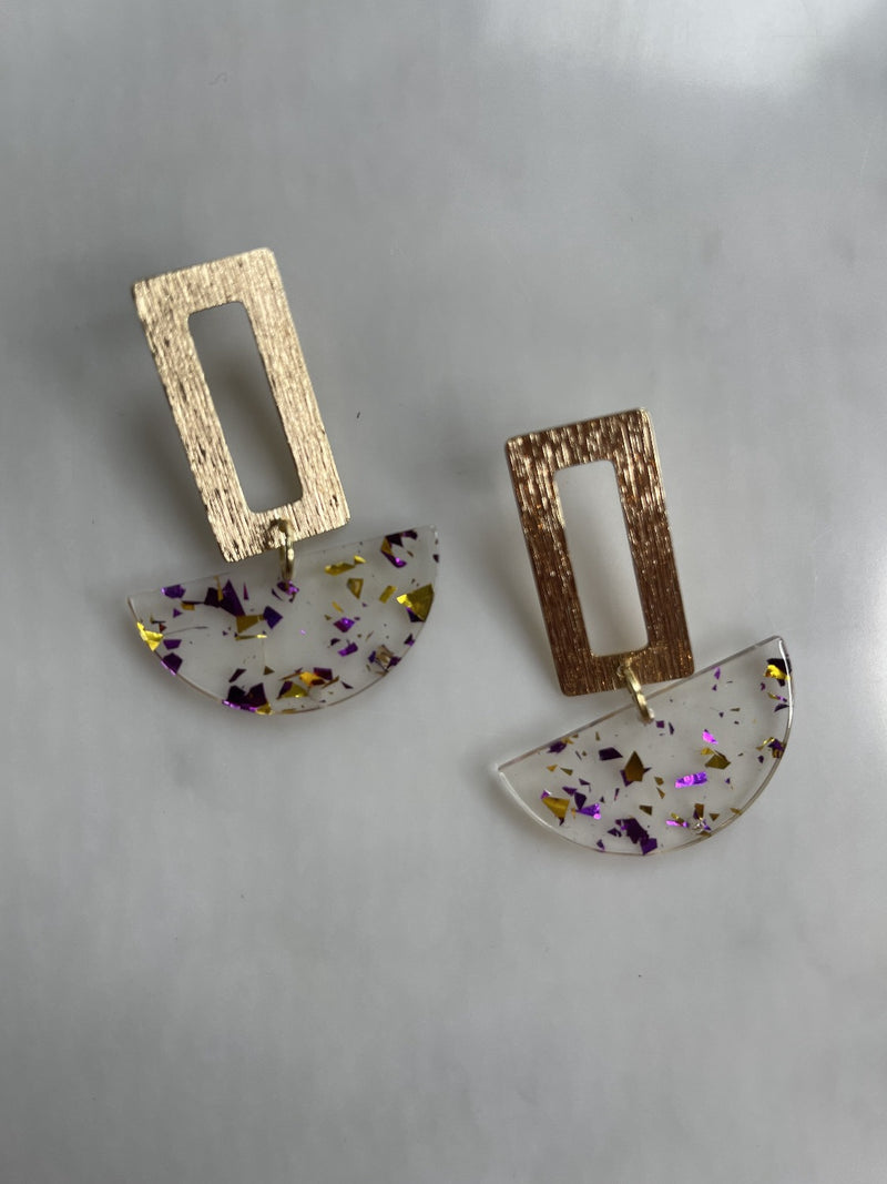 Purple & Gold Drop LSU Earrings | Bella Lucca Boutique