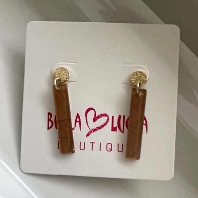 Mini Acrylic Bar Earrings Taupe | Bella Lucca Boutique