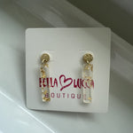 Mini Acrylic Bar Earrings Gold Foil | Bella Lucca Boutique