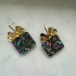 Blue Acrylic Confetti Gift Box Present Earrings | Bella Lucca Boutique