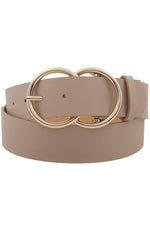 Taupe Faux Leather Belt with Matte Gold Metal Buckle | Bella Lucca Boutique