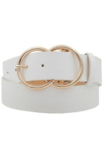 White Faux Leather Belt with Double "O-Ring" Buckle | Bella Lucca Boutique