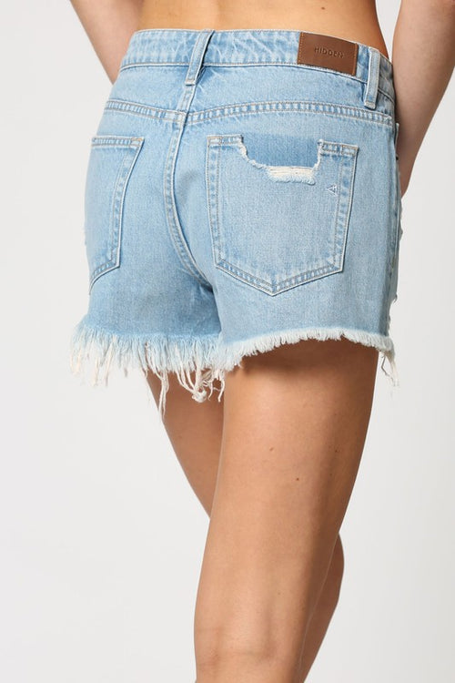 Light Wash Button Front Jean Shorts | Bella Lucca Boutique