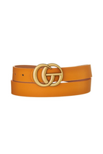 Mustarf Faux Leather Belt with Matte Gold Metal Buckle | Bella Lucca Boutique