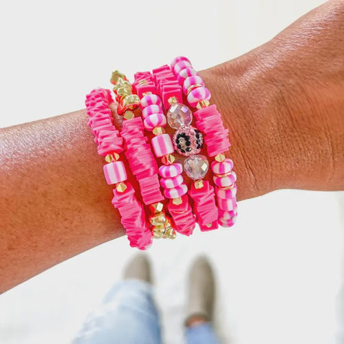 Pink Leopard Bracelet Stack Set of 5 Bracelets | Bella Lucca Boutique