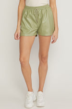 Olive Faux Leather High Waisted Shorts  Bella Lucca Boutique